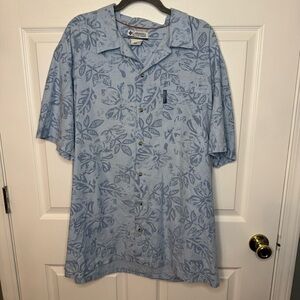 Columbia Men's Button Down Light Blue and White Floral Size XL GUC 100% cotton